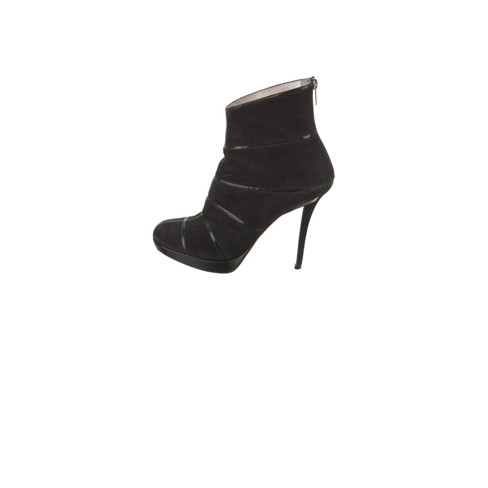 Christian Dior Suede Ankle Boots Womens 9 IT 39 Black  Platform Stiletto Zip - Picture 2 of 6